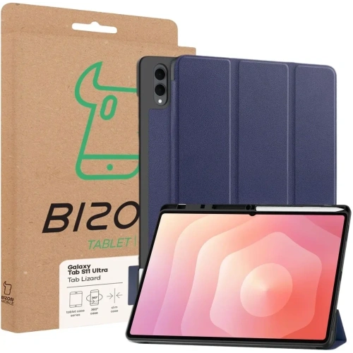 Etui z klapką Bizon Case Tab Lizard do Samsung Galaxy Tab S11 Ultra granatowe