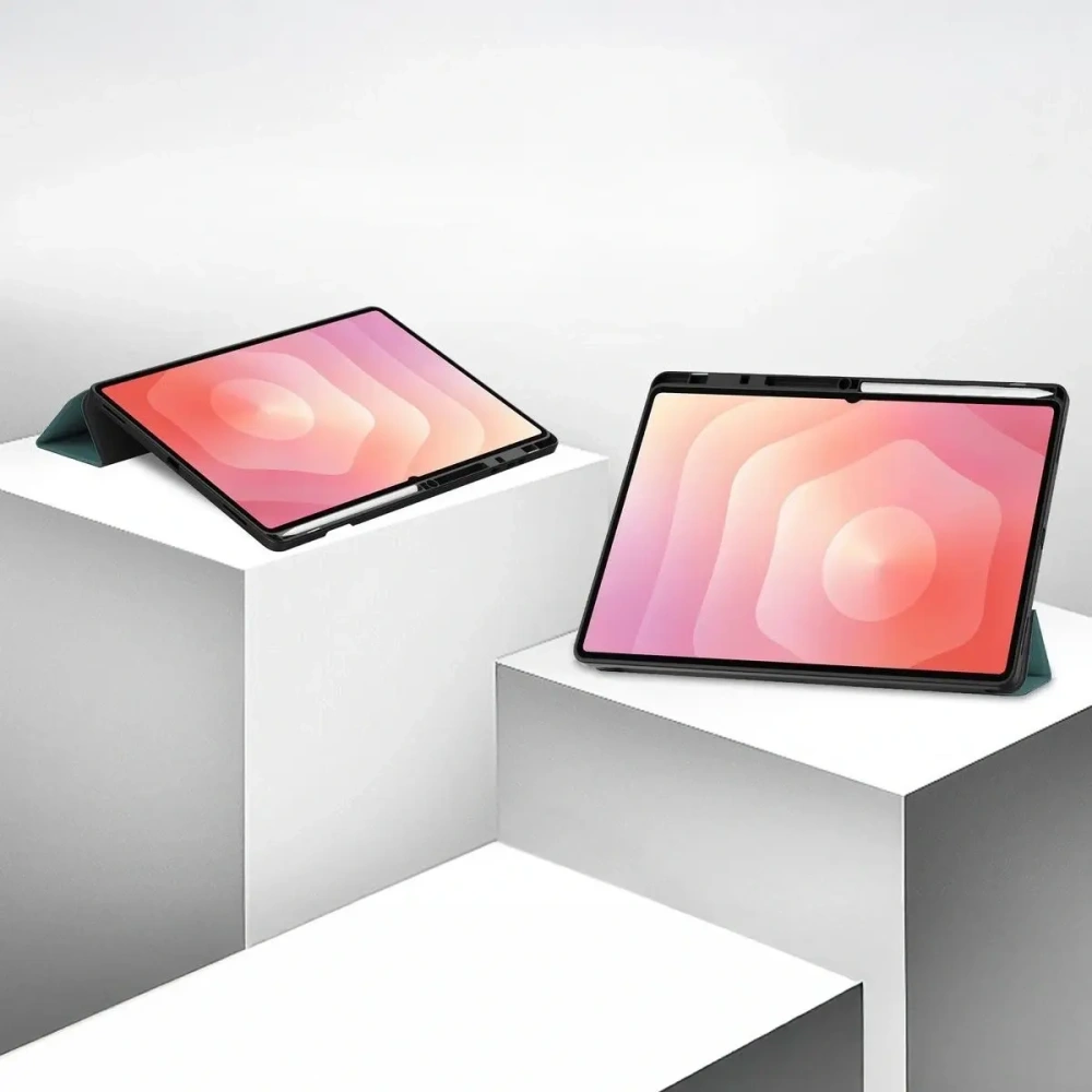 Etui z klapką Bizon Case Tab Lizard do Samsung Galaxy Tab S11 Ultra ciemnozielone