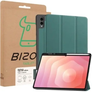 Etui z klapką Bizon Case Tab Lizard do Samsung Galaxy Tab S11 Ultra ciemnozielone
