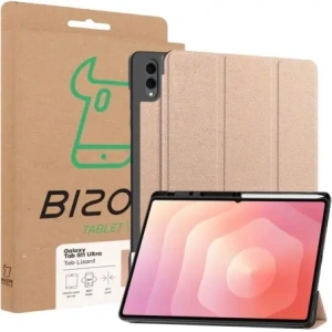 Etui z klapką Bizon Case Tab Lizard do Samsung Galaxy Tab S11 Ultra różowozłote