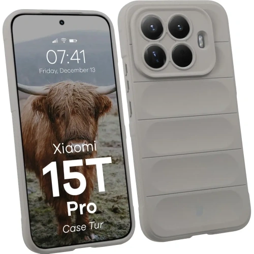 Pancerne etui Bizon Case Tur do Xiaomi 15T Pro jasnoszare