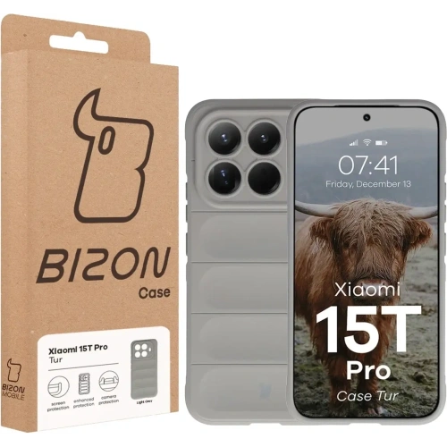 Pancerne etui Bizon Case Tur do Xiaomi 15T Pro jasnoszare