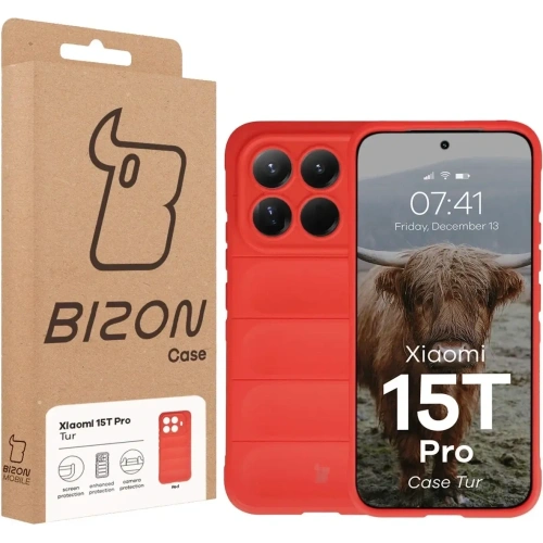 Pancerne etui Bizon Case Tur do Xiaomi 15T Pro czerwone