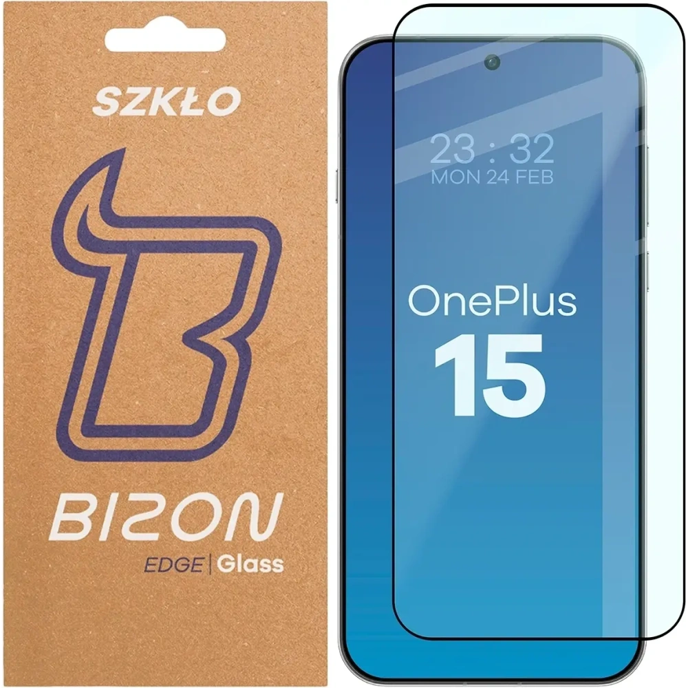 Szkło hartowane Bizon Glass Edge 2 do OnePlus 15 czarna ramka