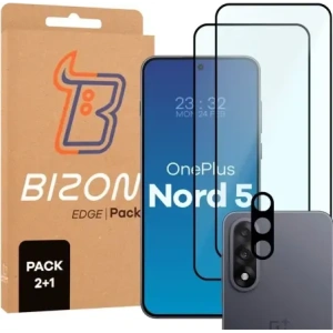 2x Szkło + szybka na aparat Bizon Edge Pack do OnePlus Nord 5