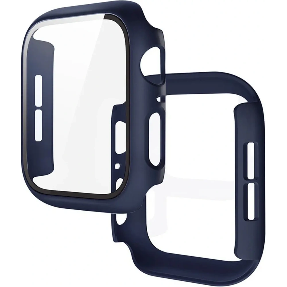 Etui ze szkłem do zegarka Bizon Case+Glass Watch do Apple Watch SE 3 / SE 2 / SE / 6 / 5 / 4 44mm matowe granatowe