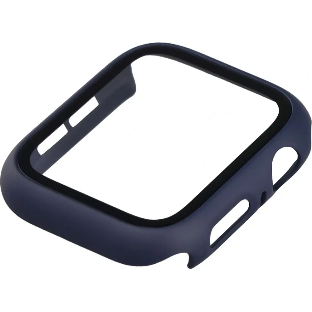 Etui ze szkłem do zegarka Bizon Case+Glass Watch do Apple Watch SE 3 / SE 2 / SE / 6 / 5 / 4 44mm matowe granatowe