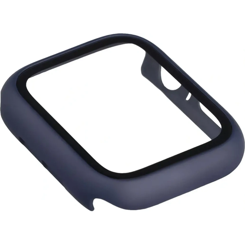 Etui ze szkłem do zegarka Bizon Case+Glass Watch do Apple Watch SE 3 / SE 2 / SE / 6 / 5 / 4 44mm matowe granatowe