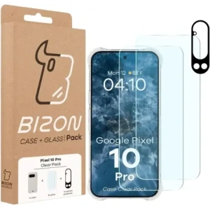 Etui + 2x szkło hartowane + szkiełko na obiektyw Bizon Case Clear Pack do Google Pixel 10 Pro