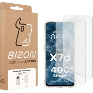 Elastyczne etui + 2x folia na ekran Bizon Case Clear Pack do Honor X7d / Honor 400 Smart
