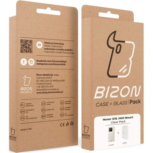 Elastyczne etui + 2x folia na ekran Bizon Case Clear Pack do Honor X7d / Honor 400 Smart