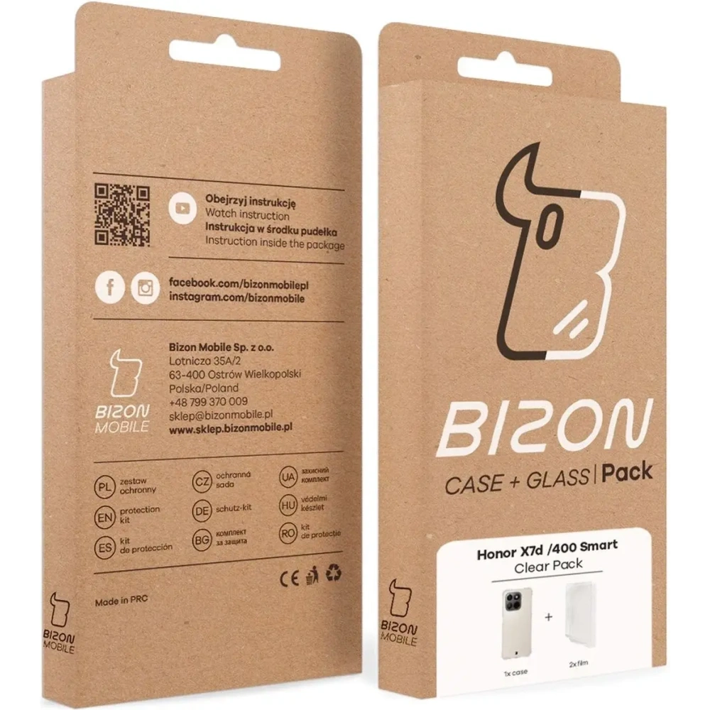 Elastyczne etui + 2x folia na ekran Bizon Case Clear Pack do Honor X7d / Honor 400 Smart