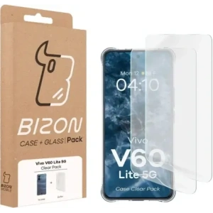 Elastyczne etui + 2x folia na ekran Bizon Case Clear Pack do Vivo V60 Lite 5G