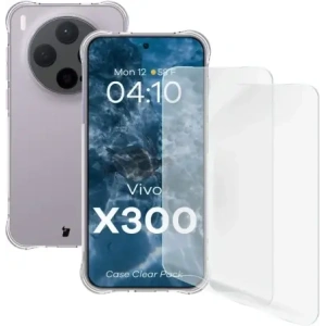 Elastyczne etui + 2x folia na ekran Bizon Case Clear Pack do Vivo X300