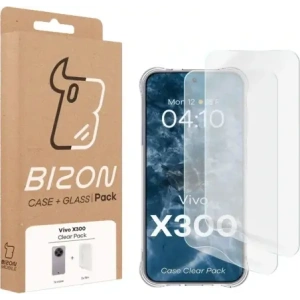 Elastyczne etui + 2x folia na ekran Bizon Case Clear Pack do Vivo X300