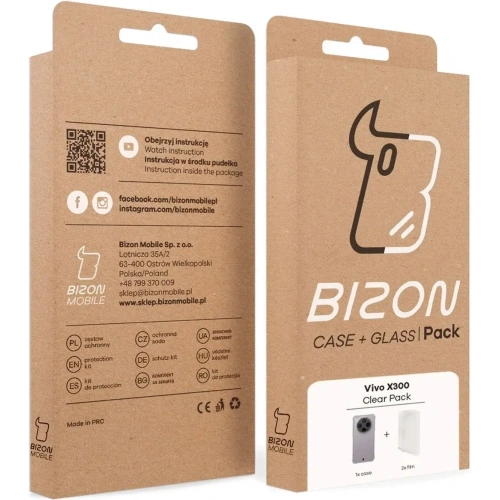 Elastyczne etui + 2x folia na ekran Bizon Case Clear Pack do Vivo X300