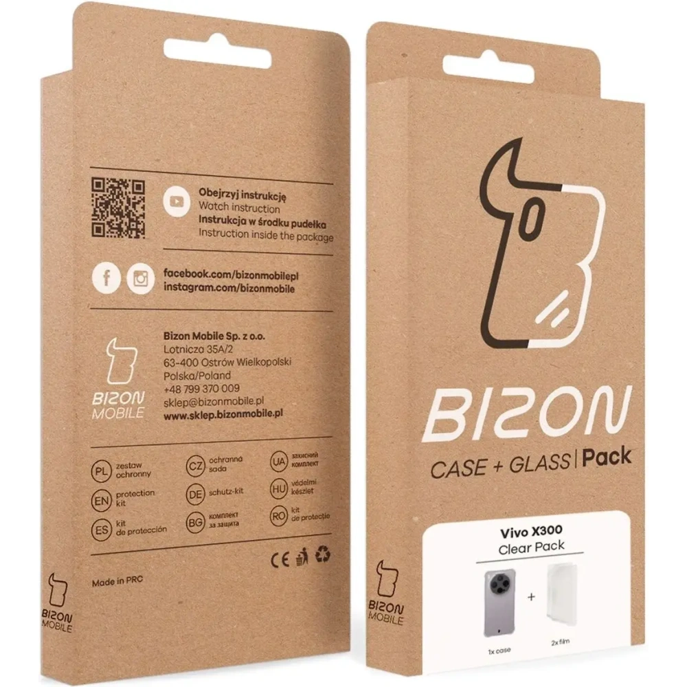Elastyczne etui + 2x folia na ekran Bizon Case Clear Pack do Vivo X300