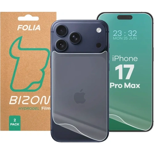 Folia hydrożelowa na tył i przód Bizon Glass Hydrogel Pack do Apple iPhone 17 Pro Max