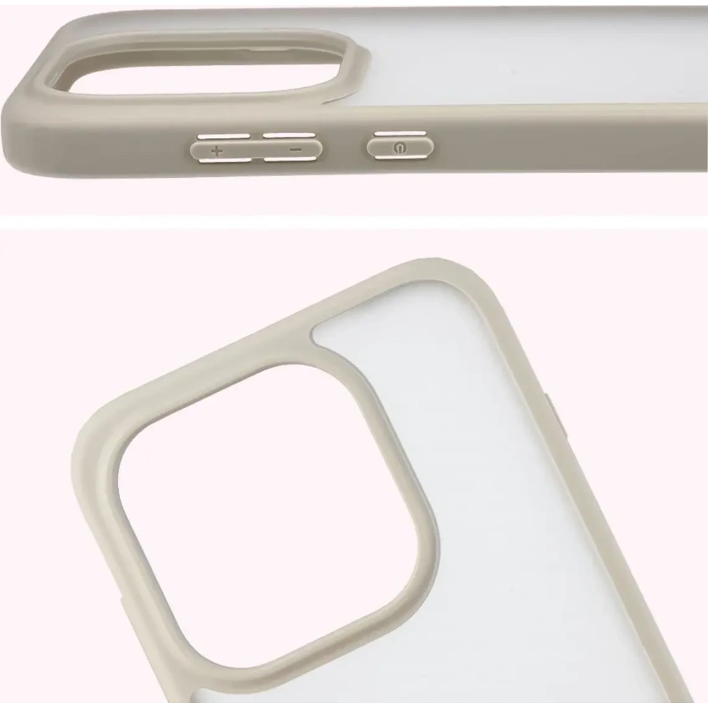 Etui Bizon Case Angelo do OnePlus 15 półprzezroczyste z beżową ramką