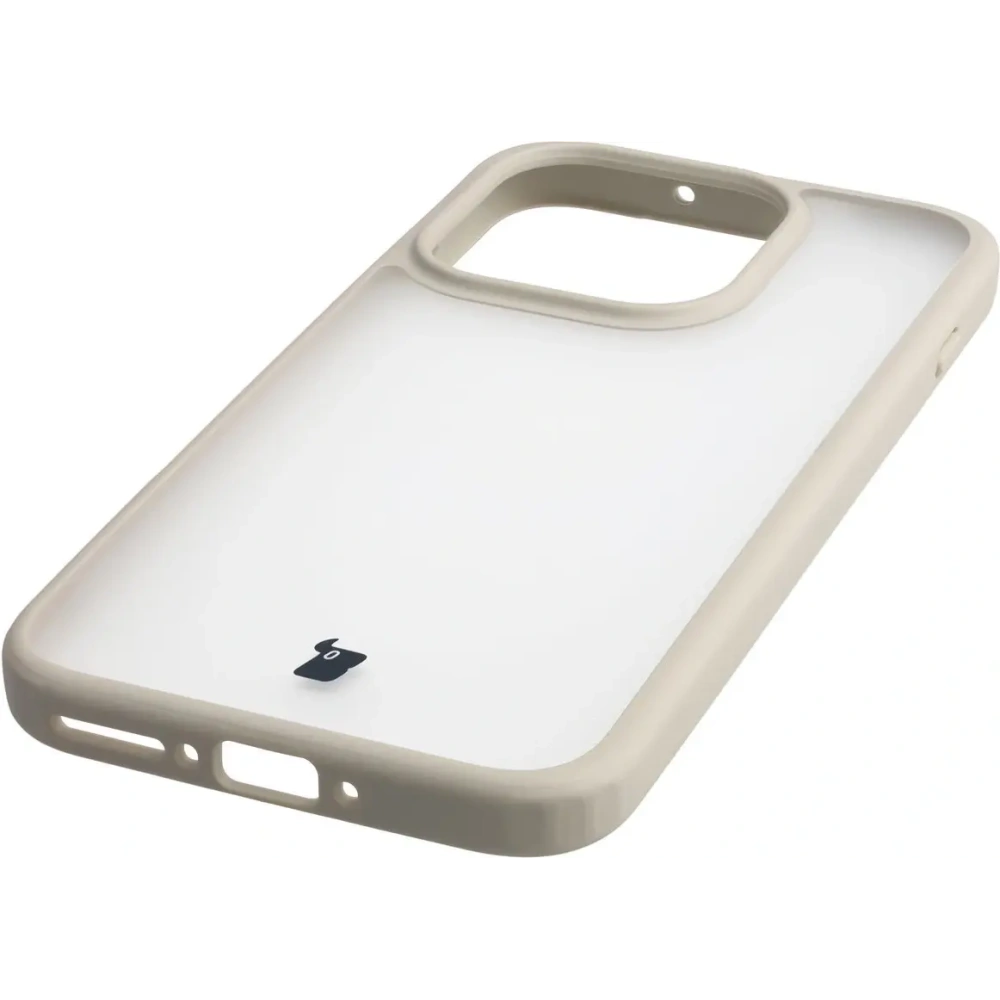 Etui Bizon Case Angelo do OnePlus 15 półprzezroczyste z beżową ramką