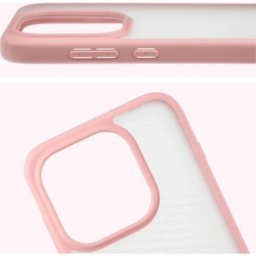 Etui Bizon Case Angelo do OnePlus 15 półprzezroczyste z jasnoróżową ramką