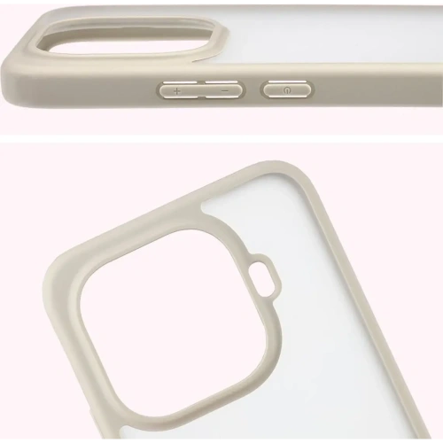 Etui Bizon Case Angelo do Xiaomi 15T Pro półprzezroczyste z beżową ramką