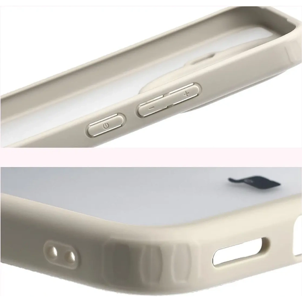 Etui Bizon Case Angelo do Xiaomi 15T Pro półprzezroczyste z beżową ramką