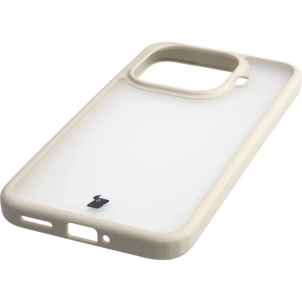 Etui Bizon Case Angelo do Xiaomi 15T Pro półprzezroczyste z beżową ramką