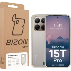 Etui Bizon Case Angelo do Xiaomi 15T Pro półprzezroczyste z beżową ramką