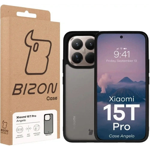 Etui Bizon Case Angelo do Xiaomi 15T Pro przydymione z czarną ramką
