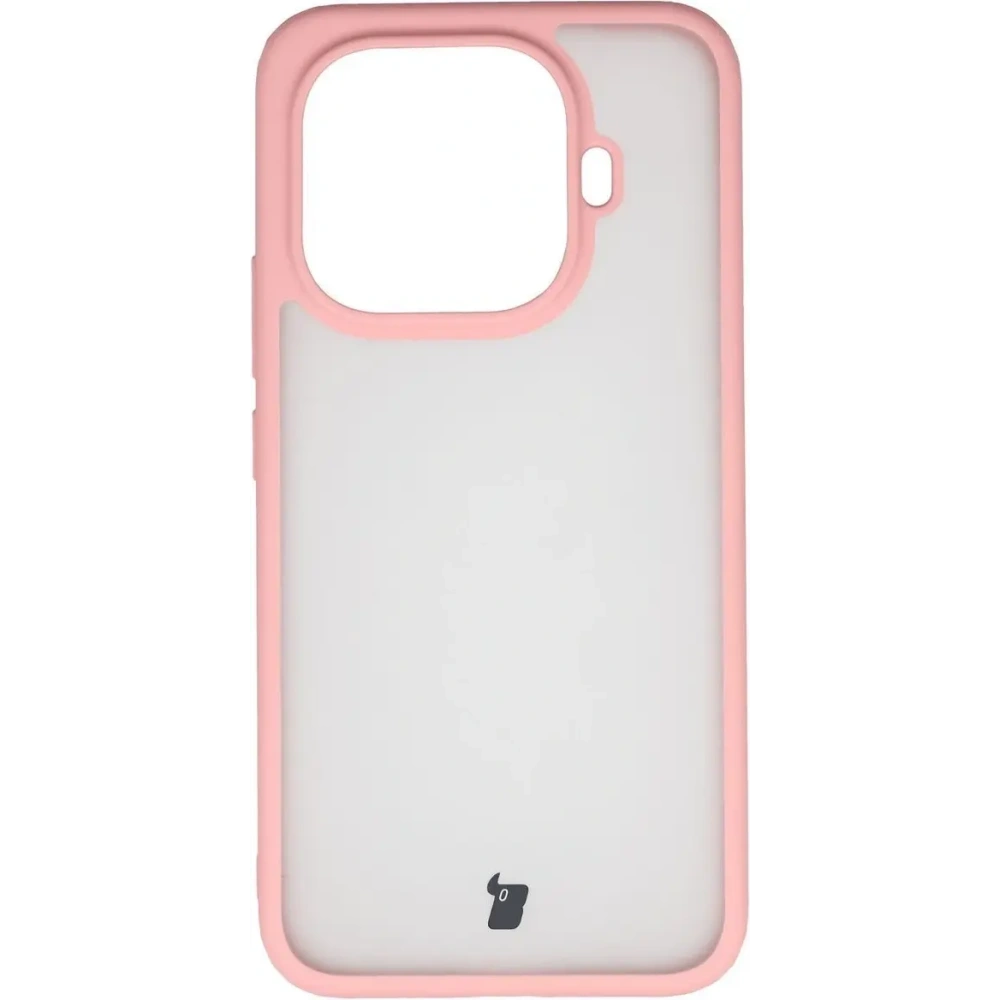 Etui Bizon Case Angelo do Xiaomi 15T Pro półprzezroczyste z jasnoróżową ramką