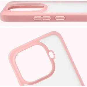 Etui Bizon Case Angelo do Xiaomi 15T Pro półprzezroczyste z jasnoróżową ramką