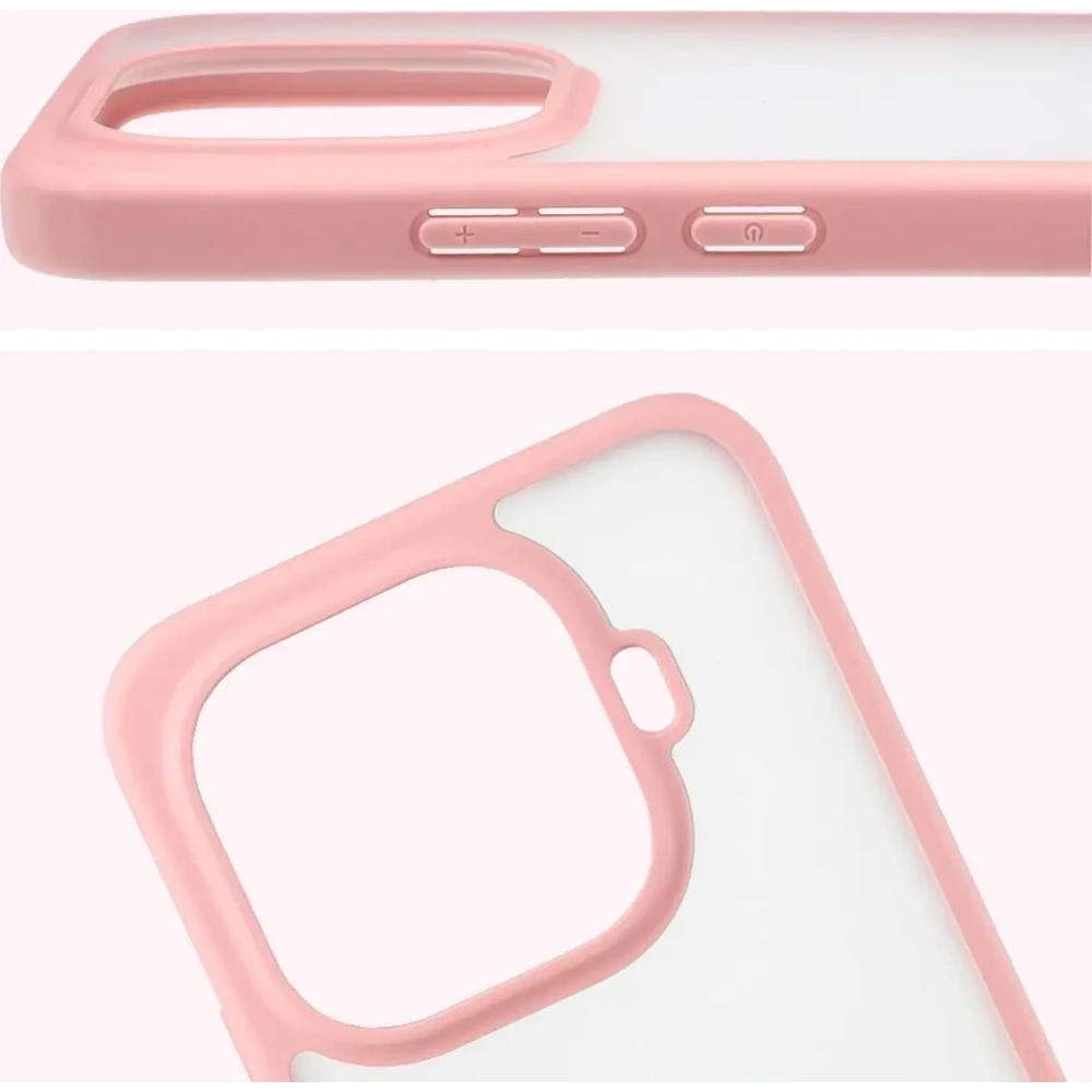 Etui Bizon Case Angelo do Xiaomi 15T Pro półprzezroczyste z jasnoróżową ramką