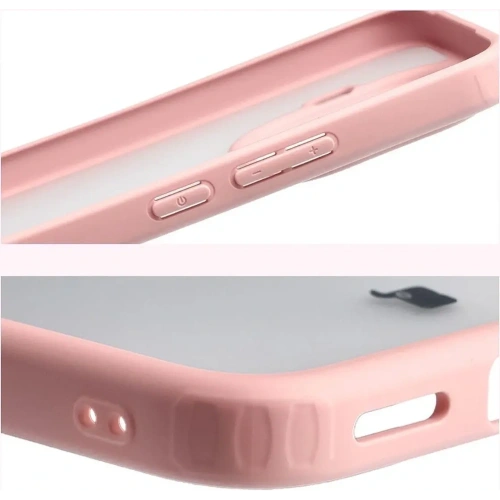 Etui Bizon Case Angelo do Xiaomi 15T Pro półprzezroczyste z jasnoróżową ramką