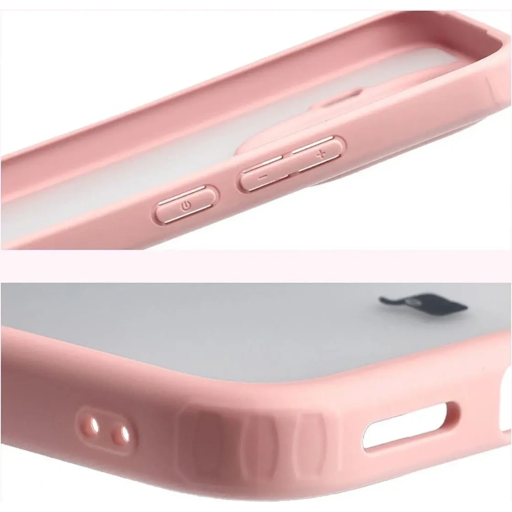 Etui Bizon Case Angelo do Xiaomi 15T Pro półprzezroczyste z jasnoróżową ramką