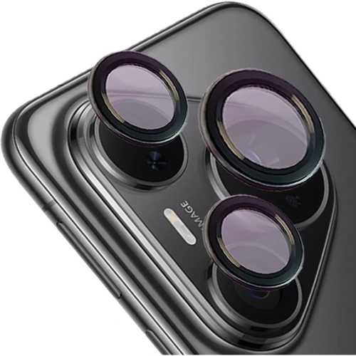 Szkło na aparat z aplikatorem Bizon Glass Snap Lens do Huawei Pura 80 Pro / Pro Plus czarna ramka