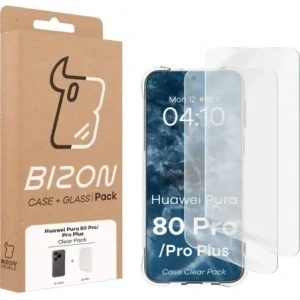 Elastyczne etui + 2x folia na ekran Bizon Case Clear Pack do Huawei Pura 80 Pro / Pro+ Plus