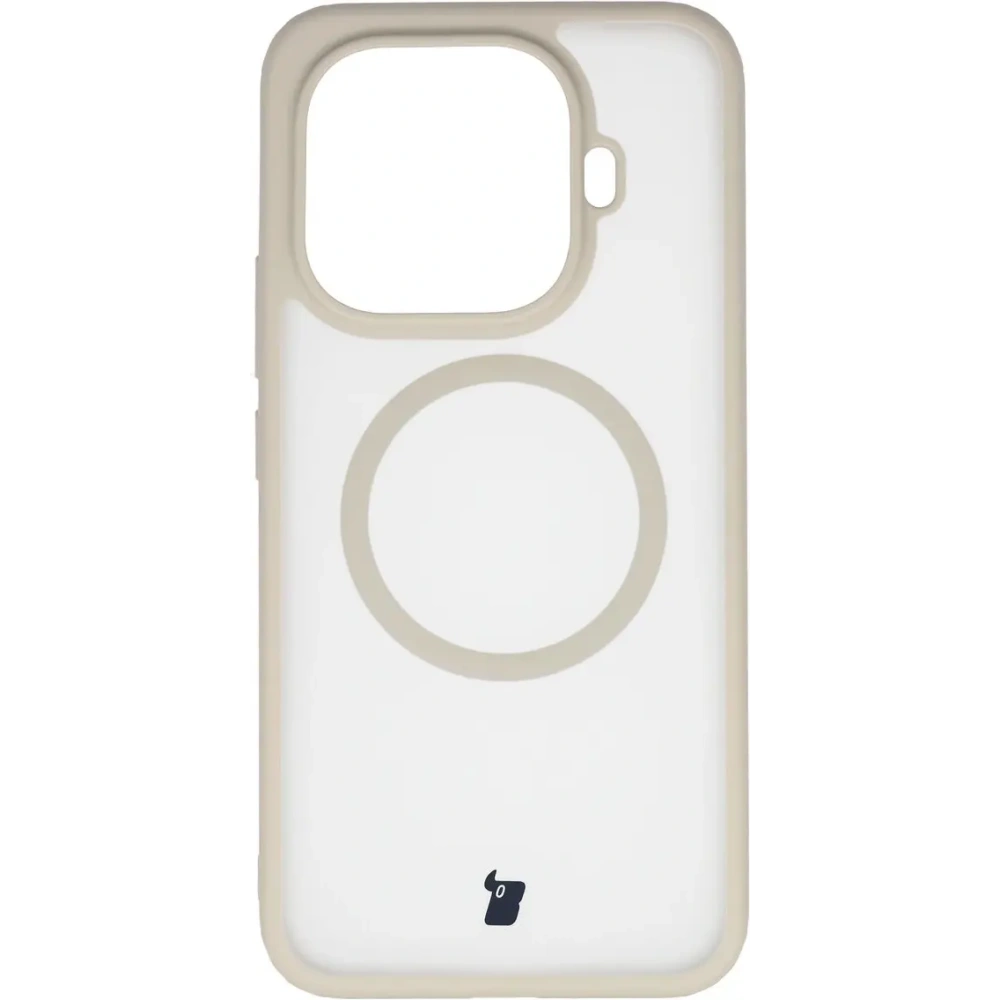 Etui z pierścieniem magnetycznym Bizon Case MatteO do Xiaomi 15T Pro przydymione-beżowe