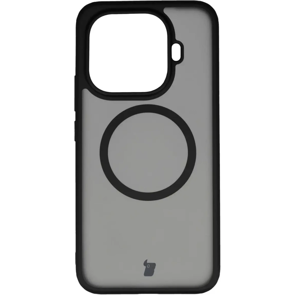 Etui z pierścieniem magnetycznym Bizon Case MatteO do Xiaomi 15T Pro przydymione-czarne