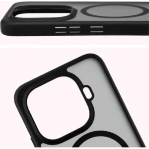 Etui z pierścieniem magnetycznym Bizon Case MatteO do Xiaomi 15T Pro przydymione-czarne