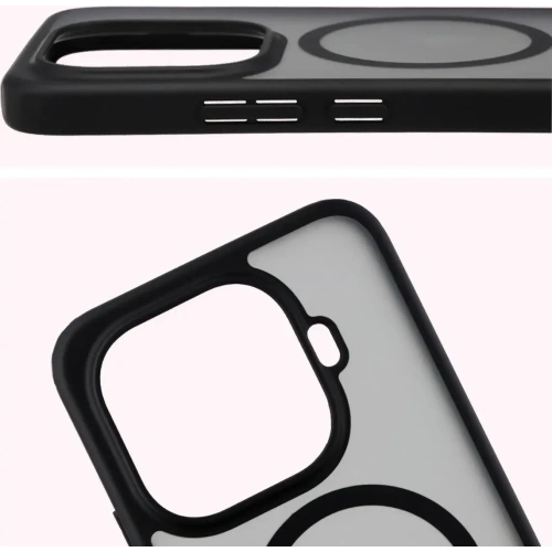 Etui z pierścieniem magnetycznym Bizon Case MatteO do Xiaomi 15T Pro przydymione-czarne