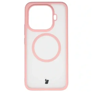 Etui z pierścieniem magnetycznym Bizon Case MatteO do Xiaomi 15T Pro przydymione-jasnoróżowe