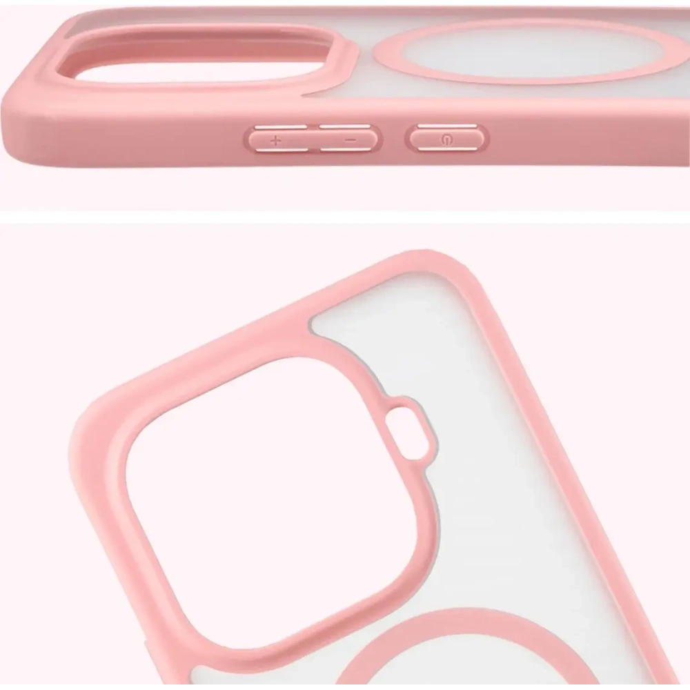 Etui z pierścieniem magnetycznym Bizon Case MatteO do Xiaomi 15T Pro przydymione-jasnoróżowe