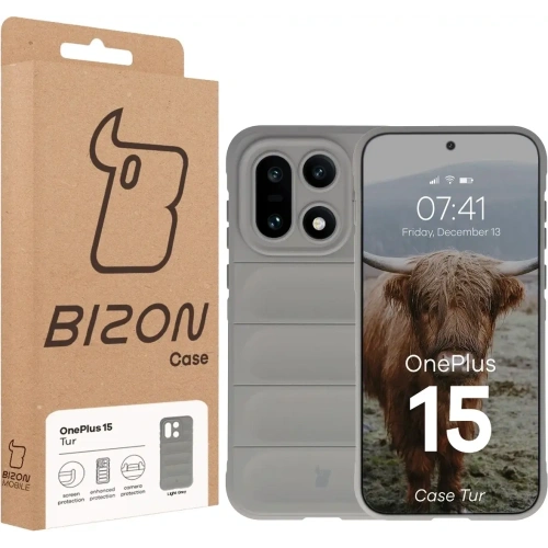 Pancerne etui Bizon Case Tur do OnePlus 15 jasnoszare