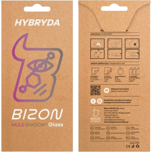 Prywatyzujące szkło hybrydowe Bizon Glass Mule Shadow do Motorola Moto G06 4G / G06 Power 4G matowe