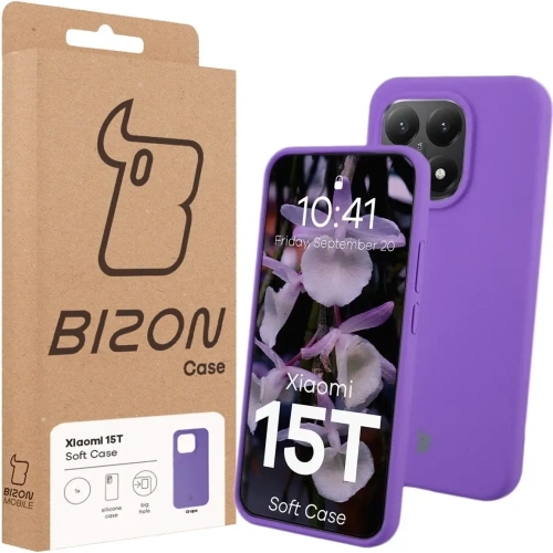 Silikonowe etui Bizon Soft Case do Xiaomi 15T fioletowe