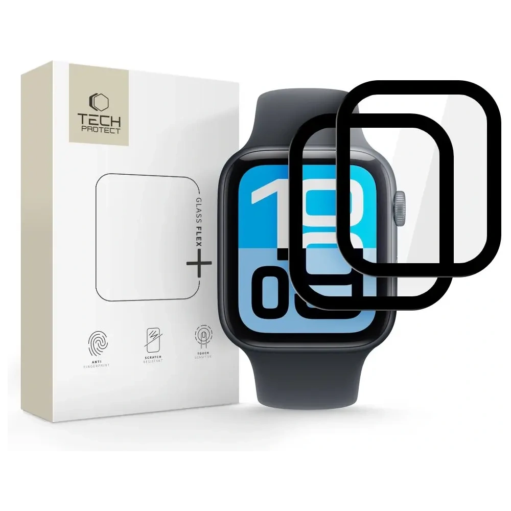 Szkło hybrydowe Tech-Protect Glass Flex+ do Apple Watch 4/5/6/SE 1 / 2 / 3 44mm Black [2 PACK]