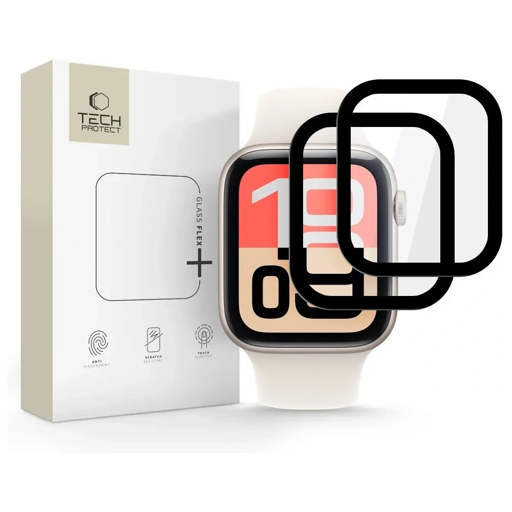Szkło hybrydowe Tech-Protect Glass Flex+ do Apple Watch 4/5/6/SE 1 / 2 / 3 40mm Black [2 PACK]