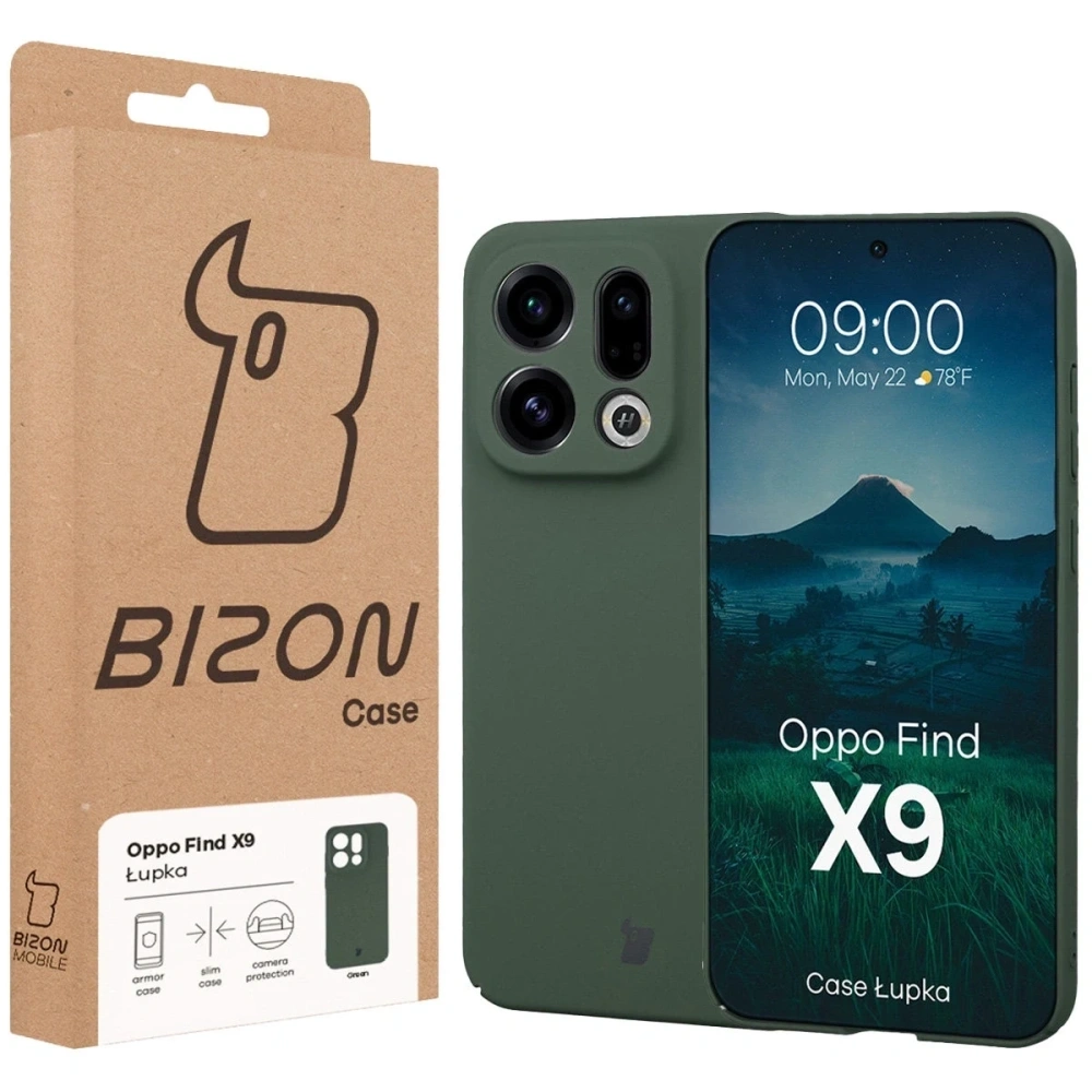 Etui Bizon Case Łupka do Oppo Find X9 zielone