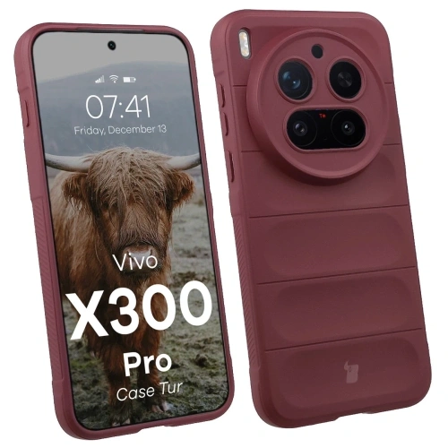 Pancerne etui Bizon Case Tur do Vivo X300 Pro burgundowe